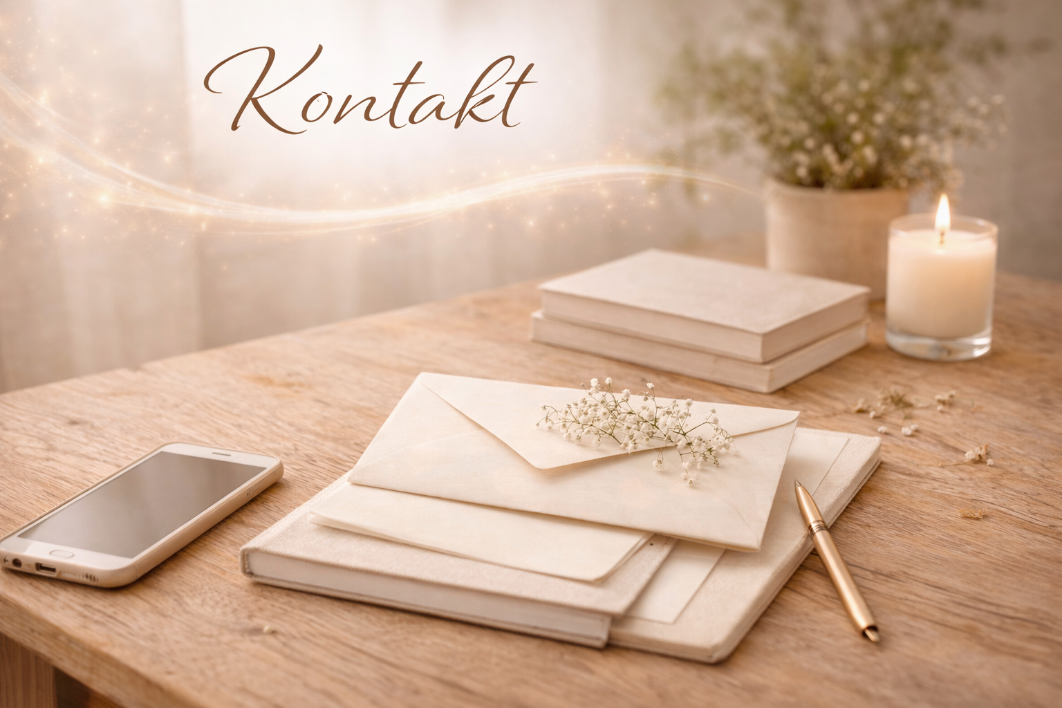 Sanfte Kommunikation auf Holzoberfläche